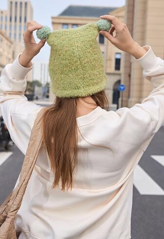 Wander Agio Women Fashion Hat Warm Crocheted Hats Beanies Hand Crochet Fashion Skull Knit Beanie Peculiar Handmade Cute Pom in Saudi Arabia