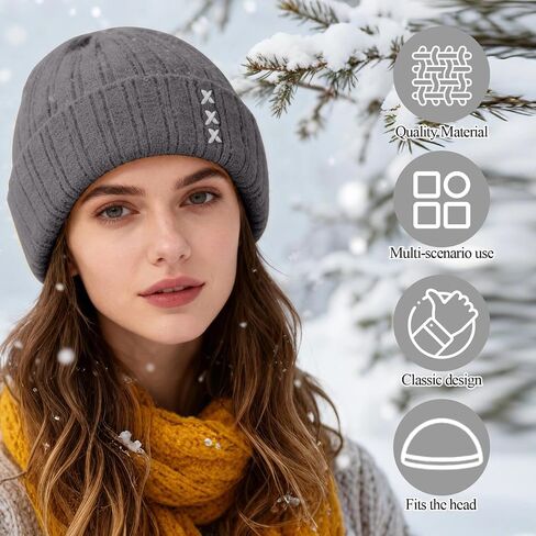 Embroidered Knit Beanie Hats for Men and Women - Soft Warm Winter Caps, Multi-Color Ribbed Skull Caps with Unique Stitching in Saudi Arabia