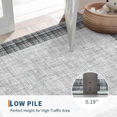 GarveeHome Rugs for Living Room 8x10 Machine Washable Area Rug Modern Plaid Rugs Large Rug Non Slip Low Pile Indoor Floor Cover for Bedroom Home Decor, Jute in Saudi Arabia