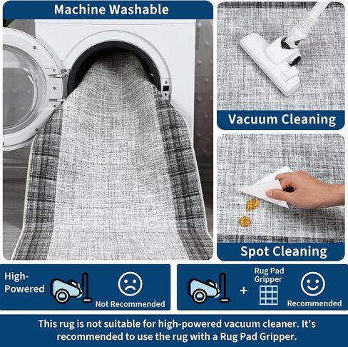 GarveeHome Rugs for Living Room 8x10 Machine Washable Area Rug Modern Plaid Rugs Large Rug Non Slip Low Pile Indoor Floor Cover for Bedroom Home Decor, Jute in Saudi Arabia