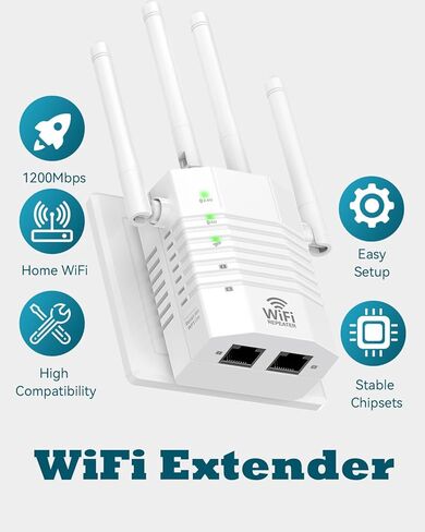 WiFi Extender ، WiFi Extender Signal Booster ، WiFi Booster ، WiFi Range Extender ، WiFi Repeater ، يغطي ما يصل إلى 12880 قدمًا مربعًا و 105 أجهزة ، معززة إشارة WiFi للمنزل (لون الأرز الأبيض) in Kuwait