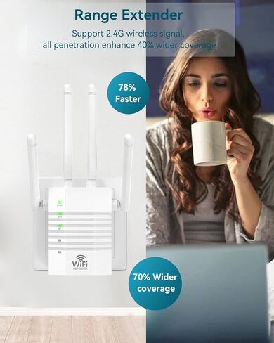 WiFi Extender ، WiFi Extender Signal Booster ، WiFi Booster ، WiFi Range Extender ، WiFi Repeater ، يغطي ما يصل إلى 12880 قدمًا مربعًا و 105 أجهزة ، معززة إشارة WiFi للمنزل (لون الأرز الأبيض) in Kuwait