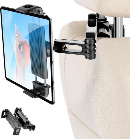Tablet Holder for Car Headrest,Foldable Stand Compatible with 6-12" iPad,Air,Mini,Switch,360° Adjustable Rotation,Essential for Road Travel,Black in Kuwait