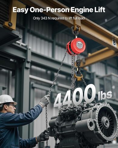 VEVOR Hand Chain Hoist, 2200 lbs /1 Ton Capacity Chain Block, 7ft/2m Lift Manual Hand Chain Block, Manual Hoist with Industrial-Grade Steel Construction for Lifting Good in Transport & Workshop, Red in Saudi Arabia