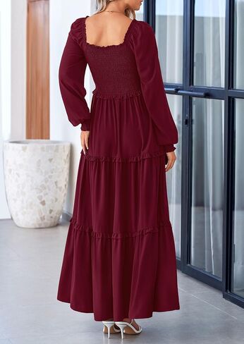 فساتين زفاف خريف PRETTYGARDEN للنساء 2025 بأكمام طويلة ورقبة مربعة متدرجة على شكل حرف A فساتين انسيابية متواضعة وأنيقة in Kuwait