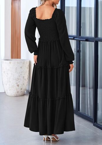 فساتين زفاف خريف PRETTYGARDEN للنساء 2025 بأكمام طويلة ورقبة مربعة متدرجة على شكل حرف A فساتين انسيابية متواضعة وأنيقة in Kuwait