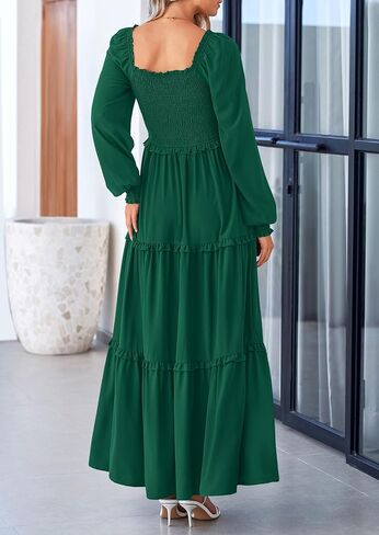 فساتين زفاف خريف PRETTYGARDEN للنساء 2025 بأكمام طويلة ورقبة مربعة متدرجة على شكل حرف A فساتين انسيابية متواضعة وأنيقة in Saudi Arabia