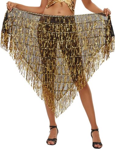 Aivtalk Belly Dance Hip Scarf for Women Sequins Tassel Triangle Wrap Skirts in Saudi Arabia