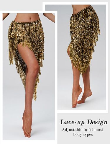 Aivtalk Belly Dance Hip Scarf for Women Sequins Tassel Triangle Wrap Skirts in Saudi Arabia