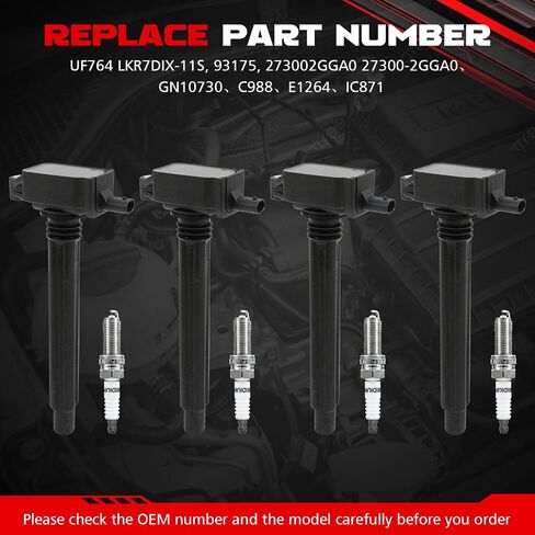 مجموعة من 4 ملفات إشعال UF751 وشمعات إشعال إيريديوم 4469 تناسب 2.4 L4 Jeep Cherokee 2014-2020 Renegade 2015-2021 Compass 2018-2020، Chrysler 200 Dodge Dart Ram ProMaster City Fiat 500X in Saudi Arabia