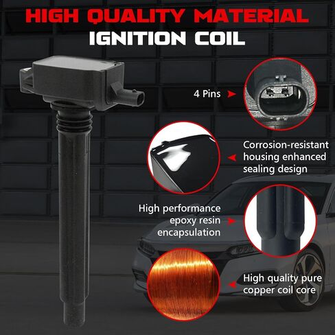 مجموعة من 4 ملفات إشعال UF751 وشمعات إشعال إيريديوم 4469 تناسب 2.4 L4 Jeep Cherokee 2014-2020 Renegade 2015-2021 Compass 2018-2020، Chrysler 200 Dodge Dart Ram ProMaster City Fiat 500X in Saudi Arabia