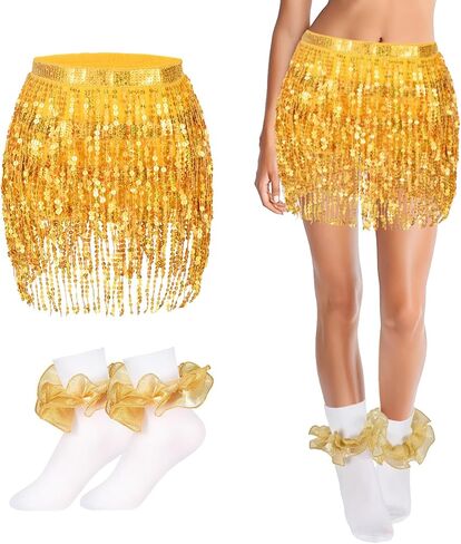 3pcs Colored Sequin Skirt Sparkly Tutus for Women Adult 4 Layered Tutu Tulle Skirt with Socks for Women Party Ballet Dance in Saudi Arabia