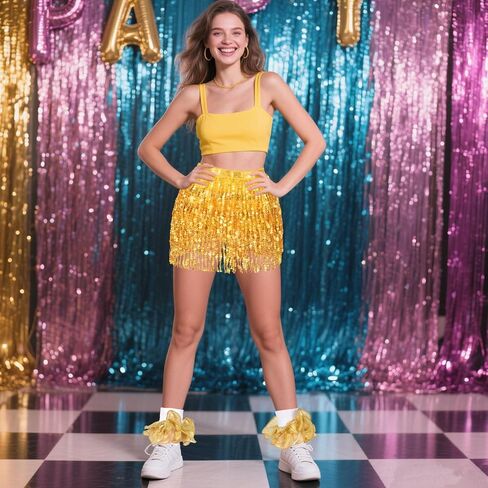 3pcs Colored Sequin Skirt Sparkly Tutus for Women Adult 4 Layered Tutu Tulle Skirt with Socks for Women Party Ballet Dance in Saudi Arabia