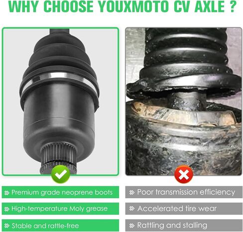 Youxmoto CV Axle Front Left Right Fit for Polaris Sportsman 400 500 600 700-2002 2003 2004, for Magnum 330 4x4/ ATP 330 500, For 1380199, 1380218, 4340 Chromoly Steel Drive Half Shaft in Saudi Arabia