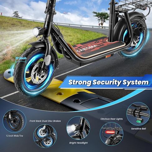 سكوتر كهربائي كاروما 120 واط، سكوتر أسود قابل للطي للأولاد والبنات in Kuwait