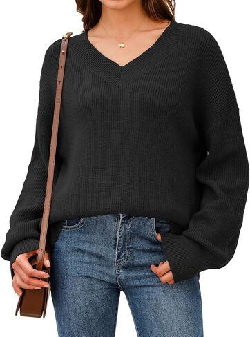 Arach&Cloz Women's Wool Blend Oversized V Neck Casual Sweaters 2025 in Saudi Arabia