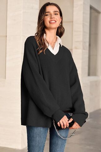 Arach&Cloz Women's Wool Blend Oversized V Neck Casual Sweaters 2025 in Saudi Arabia
