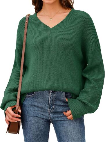 Arach&Cloz Women's Wool Blend Oversized V Neck Casual Sweaters 2025 in Saudi Arabia