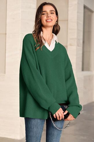 Arach&Cloz Women's Wool Blend Oversized V Neck Casual Sweaters 2025 in Saudi Arabia