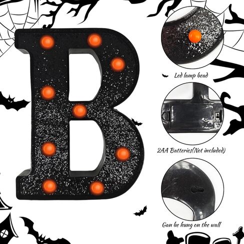 MEHOFOND Glitter Black Halloween Light Up Letters, 3pcs Led Boo Light Up Sign, Hallowen Boo Marquee Letters Decor, Baby Shower Birthday Booday Boo Letter Sign Wall Table Party Supplies (Purple Light) in Saudi Arabia