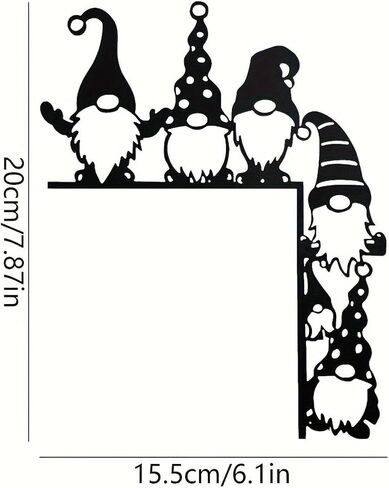 ديكور زاوية الباب الكلاسيكي من Iron Santa Gnomes - قطعة واحدة من الباب الأسود بدون وجه علامة تعليق سانتا كلوز، لوحة زخرفية متعددة الأغراض لعيد الميلاد وعيد الشكر in Kuwait