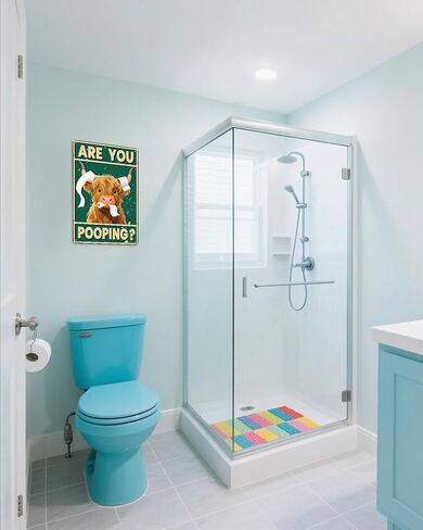 لوحة فنية جدارية على شكل بقرة المرتفعات العتيقة - ملصق ديكور مضحك للحمام، "Are You Pooping" لافتة حائط معدنية مقاس 8 × 12 بوصة لمحبي البقرة الغربية والمرتفعات in Kuwait