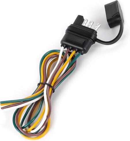 25 Inch 4-Way Flat Trailer Connector 16AWG, Water Dust Proof 4 Prong Wiring Harness with Zinc Terminals - 4 Pin Male End for Trailer Boat RV - Sealed Cover Included in Saudi Arabia