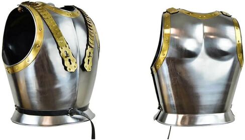 Medieval Steel & Brass Napoleonic Cuirass 18 Gauge Steel Breastplate Historical Armor Costume with Leather Straps for LARP Reenactment in Saudi Arabia