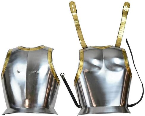 Medieval Steel & Brass Napoleonic Cuirass 18 Gauge Steel Breastplate Historical Armor Costume with Leather Straps for LARP Reenactment in Saudi Arabia