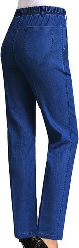 Women's Straight Leg Elastic Waist Cotton Blend Pull On Jeans in Saudi Arabia
