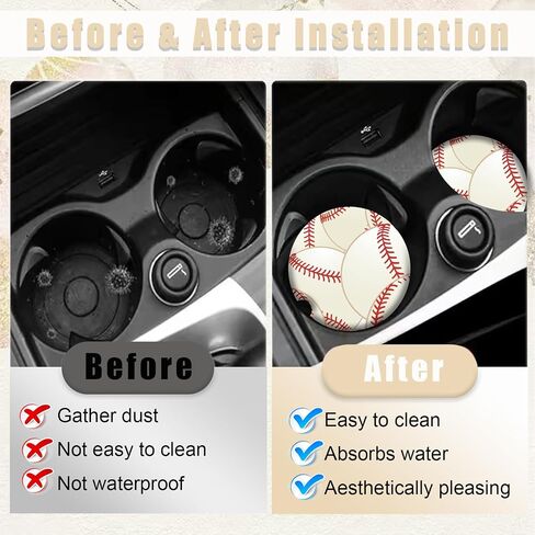 2 Pack Black Mushroom Coasters for Cup Holders, Ceramic Car Cup Holder Coaster for Car, Absorbent Car Cup Coasters with Cork Base Car Interior Accessories for Women Men in Saudi Arabia