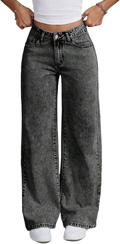 Women's Low Waisted Baggy Jeans Boyfriend Denim Pants Wide Leg Loose Fit for Women Y2k Boyfriend in Saudi Arabia