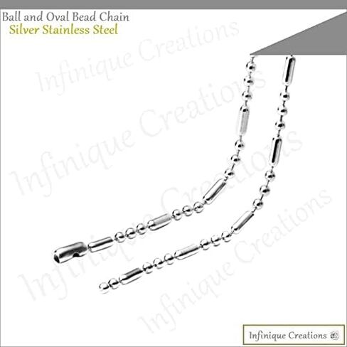 INFINIQUE CREATIONS Stainless Steel Silver Ball And Oval Bead Chain Bracelet Necklace 1-3mm in Saudi Arabia