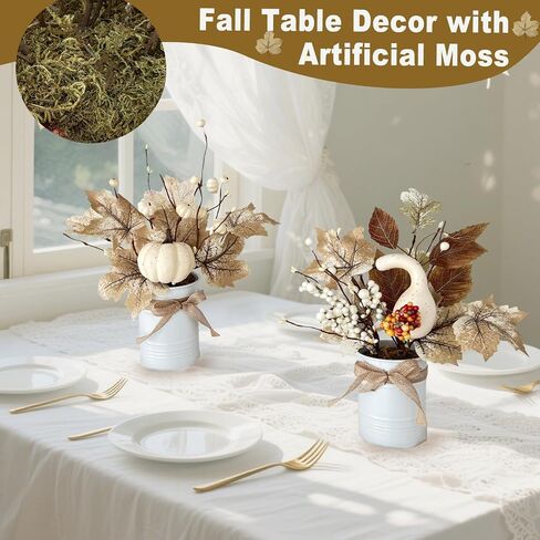 2 Pack 12" Fall Decor Fall Centerpieces for Tables Potted White Maple Arrangement in Metal Pots Neutral Rustic Artificial White Pumpkin Berried Autumn Thanksgiving Decorations for Home Kitchen Office in Saudi Arabia