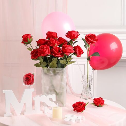 JUSTOYOU 30 قطعة من الزهور الحريرية الاصطناعية بكميات كبيرة، ورود وهمية بيضاء واقعية لديكورات الزفاف، ديكور المنزل، القطع المركزية، ترتيبات الزهور الداخلية in Kuwait