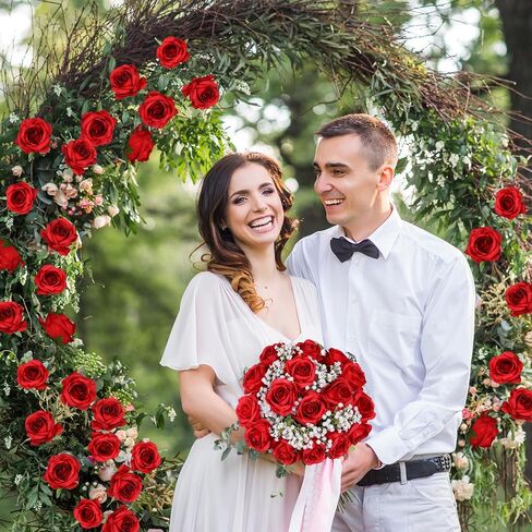 JUSTOYOU 30 قطعة من الزهور الحريرية الاصطناعية بكميات كبيرة، ورود وهمية بيضاء واقعية لديكورات الزفاف، ديكور المنزل، القطع المركزية، ترتيبات الزهور الداخلية in Kuwait