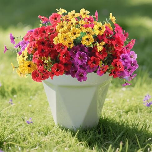 زهور صناعية، زهور صناعية للديكور الداخلي والخارجي والحديقة المنزلية ونباتات صناعية لتزيين المزارع المعلقة في الداخل والخارج والحديقة ونافذة الشرفة وحفلات الزفاف المنزلية (# 4 ألوان مختلطة، 12 قطعة) in Kuwait