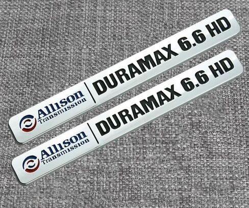 قطعتان من ناقل الحركة Allison 6.6Hd 6.6 Hd شعارات ثلاثية الأبعاد متوافقة مع Dura-max 2500Hd 3500Hd Silverado Sierra Truck (أسود وأحمر) in Kuwait