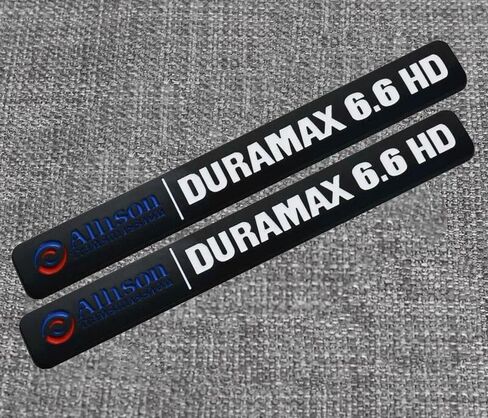 قطعتان من ناقل الحركة Allison 6.6Hd 6.6 Hd شعارات ثلاثية الأبعاد متوافقة مع Dura-max 2500Hd 3500Hd Silverado Sierra Truck (أسود وأحمر) in Kuwait