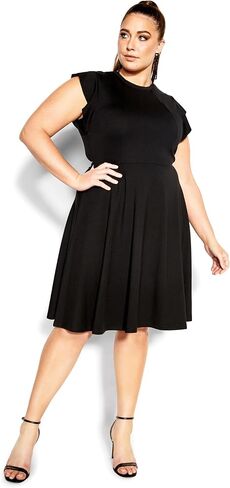 City Chic Women's Plus Size Dress - Frill Shoulder in Saudi Arabia