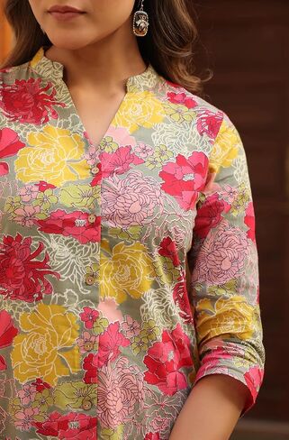 Janasya Indian Women's Cotton Multicolor Floral Print Casual Wear Co-ord Set for Women in Saudi Arabia