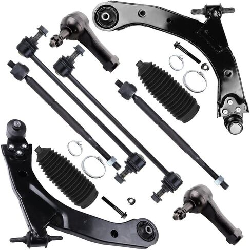 SCITOO 10pcs Front Suspension Kit Lower Control Arm with Ball Joint fit 2005-2010 for Chevy Cobalt 2007-2010 for Pontiac G5 Pursuit for Saturn Ion Outer Inner Tie Rod End w/Steering Boot Sway Bar Link in Saudi Arabia