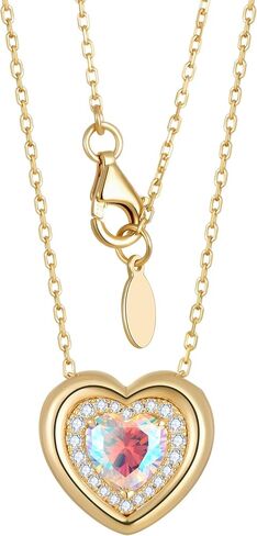 kstyle 14k الذهب فقاعة القلب جوهرة القلائد للنساء، زوجة ابنة أمي الجدة هدية عيد ميلاد الذكرى السنوية، مجوهرات الحب (925 قاعدة الفضة الاسترليني) غير تشويه in Saudi Arabia