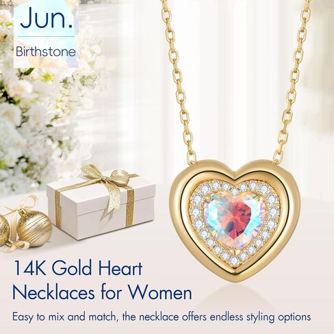 kstyle 14k الذهب فقاعة القلب جوهرة القلائد للنساء، زوجة ابنة أمي الجدة هدية عيد ميلاد الذكرى السنوية، مجوهرات الحب (925 قاعدة الفضة الاسترليني) غير تشويه in Saudi Arabia