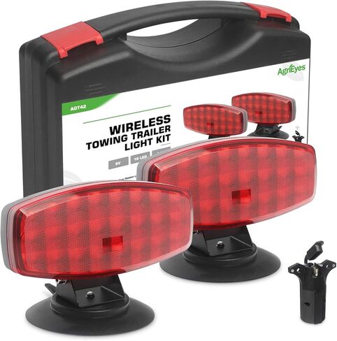 Agrieyes Wireless Trailer Lights, Magnetic LED Trailer Light Rechargeable, Portable Tow Lights Kit for Trucks, Wrenker, Boat, RV, Caravan, DOT Compliant in Saudi Arabia