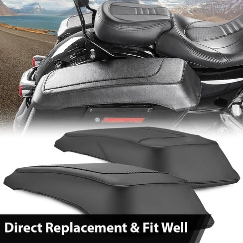 PIT66 2PCS Plain Hard LSaddlebag Speaker Lid Covers, Compatible with 1993-2013 Harley Davidson Touring Road King Electra Road Street Glide Leather in Saudi Arabia