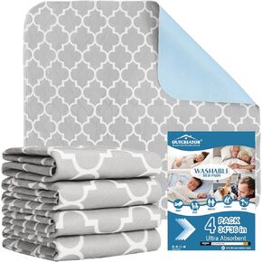 OUTCREATOR® 2 قطعة من وسادات السرير لحماية مرتبة سلس البول، وسادات مقاومة للماء مضادة للانزلاق (34 بوصة × 76 بوصة) للأطفال الصغار والكبار والحيوانات الأليفة، وسادات تبول وامتصاص قابل للغسل في الغسالة وحافة مقاومة للتسرب (أزرق) in Kuwait