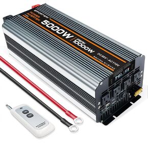 5000 watt Power Inverter DC 12V to AC 110V/120V Converter,10000w Peak.Comes with LCD Display,Wireless Controller, 4AC outlets,1USB.RV Inverter,Suitable for Camping,and Off-Grid Solar Inverter Systems in Kuwait
