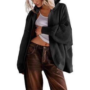 Women' s Drop Shoulder Sweatshirt Jacket Oversized Hoody Long Cardigan Coat Active Loose Casual Outwear in Saudi Arabia