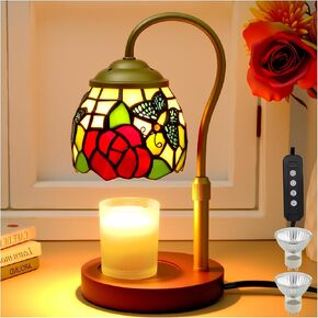 Candle Warmer Lamp with Timer Dimmer, Butterfly Tiffany Style Stained Glass Candle Lamp Warmer, Adjustable Wax Melt Warmer with 2 Bulbs for Small Jar Candles Birthday Gifts for Women Mom Friend in Saudi Arabia